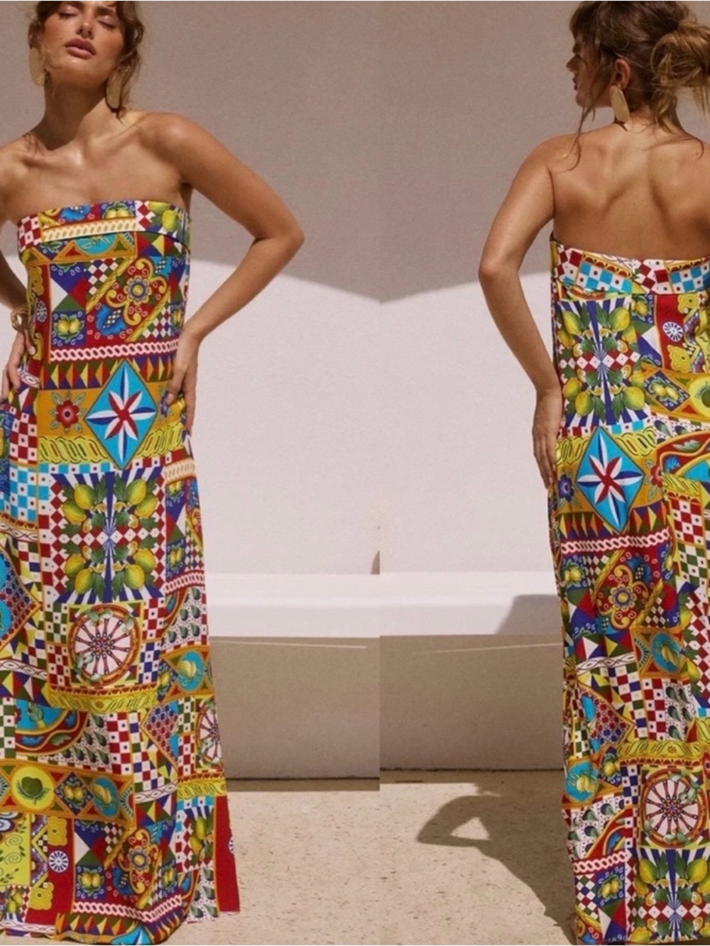 Seven Wonders Saphira Phaedra Print Strapless Maxi Dress In Multi Size S